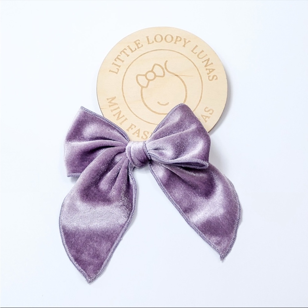 Lavender Velvet Sailors Hair Bow